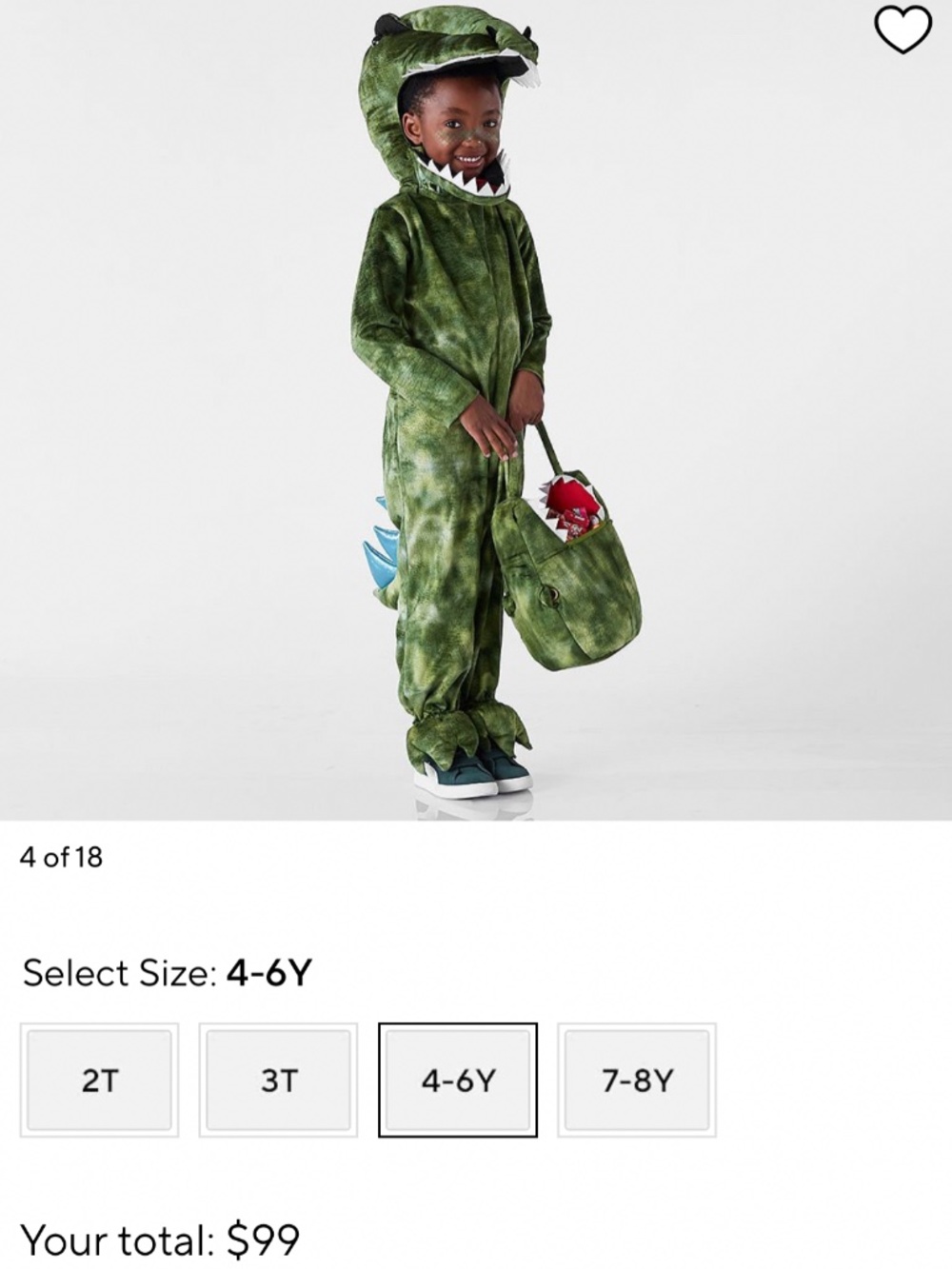 Light-Up T. Rex Halloween Costume + trick-or-treat bag